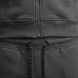 Survêtement à capuche zippé pour homme, couleur unie, manches longues, vêtements de sport décontractés avec logo avant et poches latérales, tenue d'automne - Product Image 5