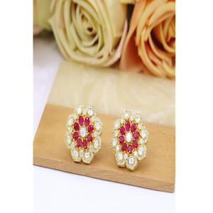 Pendientes Kundan de Moissanita Chapados en Oro Radiante de Primera Calidad, Hermosos para Mujeres y Niñas, Ideales para Bodas y Fiestas - Product Image 2