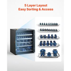 Miniatures Storage <b>Case</b> with 5 Tray 11 Slots Clear Wooden <b>Display</b> Holder <b>for</b> 1:1000 1:1500 Scale <b>Models</b> - Product Image 4