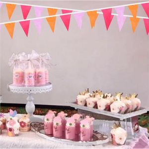 Bandierine e Ghirlande Rosse, Rosa e Arancioni per Decorazioni Festa, Compleanno, Aula, Laurea - 66 Pezzi - Product Image 3