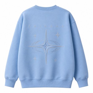 เสื้อสเวตเชิ้ตคอกลมปักลายสีฟ้าอ่อนพรีเมียม ทรงโอเวอร์ไซส์ ใส่ได้ทั้งชายและหญิง สไตล์ลำลองสำหรับฤดูใบไม้ร่วง - Product Image 6