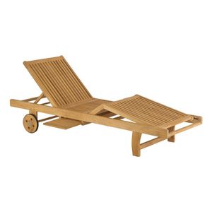 Chaise longue de piscine extérieure en teck, luxueuse, moderne, écologique, durable, confortable, réglable, avec roulettes - Product Image 1