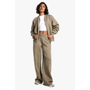 Conjunto Deportivo de 2 Piezas para Mujer, Sudadera de Felpa, Color Sólido, Corte Holgado, Informal, Cuello Redondo, con Bolsillos, para Todas las Temporadas - Product Image 3