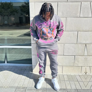 Streetwear personnalisé DTG décoration graphique surdimensionné DTG impression poids lourd 100% coton français éponge sweat à capuche pour hommes - Product Image 3