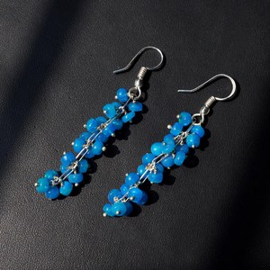HAYAAT GEMS Boucles d'oreilles pendantes ethniques en argent 925 plaqué or avec perles d'opale bleue naturelle d'Éthiopie et cabochon en forme de boule - Product Image 5