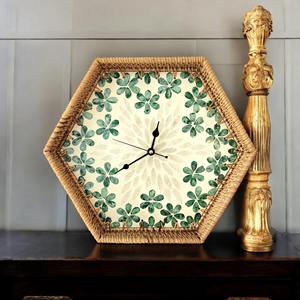 On-trend design weaving wall <b>clocks</b> <b>modern</b> rattan & mother of pearl <b>clock</b> for walls decoration - Product Image 3