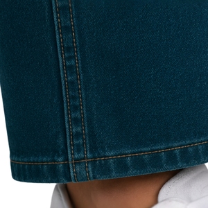 Pantalones vaqueros de mezclilla de pierna recta para hombre, color azul verdoso, corte regular, estilo casual, cinco bolsillos, pantalones de estilo urbano con logotipo de cuero - Product Image 5