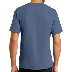 Camiseta unisex personalizada con logotipo OEM, 100% algodón, 210 g/m², tejido peinado, básica, lisa, disponible en colores negro, blanco y azul, camisetas para hombre. - Product Image 6
