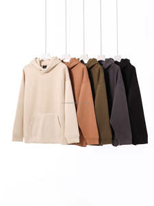 Automne et hiver nouveau Design en gros personnalisé 420 Gsm sweats à capuche en daim unisexe uni sans ficelle sweats à capuche - Product Image 2