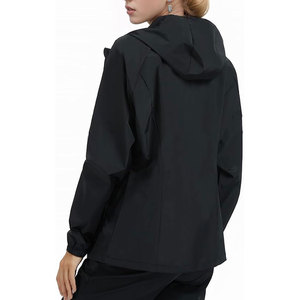 Womens Custom OEM Woven Waterproof <b>Hooded</b> Lightweight Windbreaker Outdoor Hiking Travel Zip-Up <b>Raincoat</b> - Product Image 3