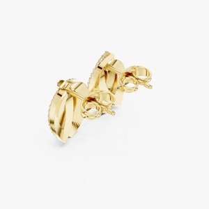 Boucles d'oreilles clous en or jaune 9K avec diamant de laboratoire 0,576 carats, taille brillant rond, motif floral pavé, bijoux fins, vente en gros - Product Image 2