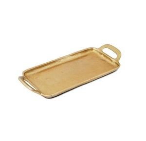 Silver Finished Metal Aluminum Serving <b>Tray</b> With Handle <b>Tea</b> Coffee And Snacks Serving <b>Tray</b> Handcrafted Hotels Supplies - Product Image 2