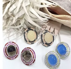 Pendientes Modernos y Elegantes con Piedras Semipreciosas, Diseño con Piedras Hermosas para Mujeres y Niñas, para Bodas y Eventos - Product Image 2