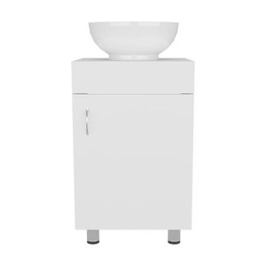 Mueble de Baño Tacna de 18 Pulgadas de Ancho, Blanco, Independiente, con Una Puerta, Lavabo de Porcelana y Almacenamiento - Product Image 3