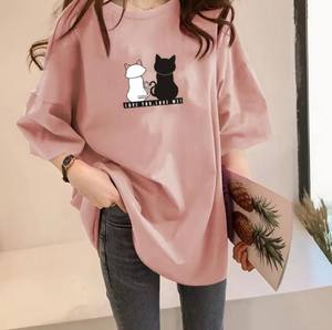 T-shirt d'été tendance pour femme – Nouveaux hauts d'été à manches courtes, coupe ajustée, longueur standard, 100 % coton, anti-plis, séchage rapide - Product Image 3