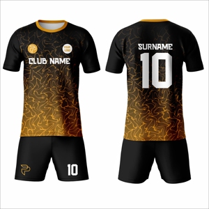 Men's Black Soccer Jersey With Gold Camo Print Sublimated Number 10 Breathable Polyester Short Sleeve Uniform Set Wholesale - Product Image 1