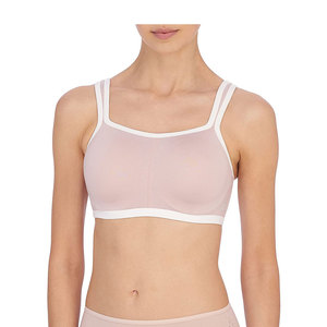 Pink Sports Bra With Wide Straps And Scoop Neckline For Women Workout Yoga Seamless Fit Supportive Design - Product Image 1