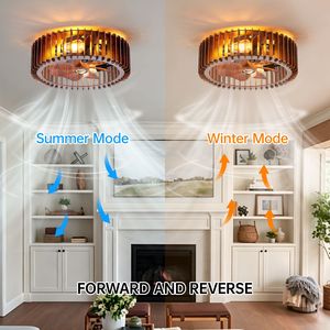 Ventilatore da soffitto in legno da 42 pollici con luce e telecomando, ventilatore a gabbia da 20 pollici a montaggio a incasso stile rustico, motore AC reversibile a 6 velocità - Product Image 5