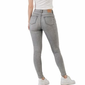 Jeans ajustados grises para mujer, de cintura alta, elásticos, de mezclilla suave, cómodos, para mujer - Product Image 2