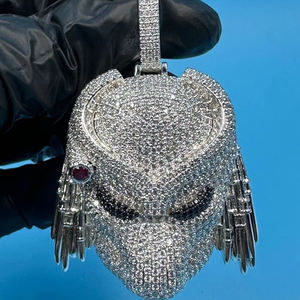 5Ct Round Brilliant Cut Moissanite Predator Women's Sterling <b>Silver</b> <b>Charm</b> Pendant with Gold Plating - Product Image 1