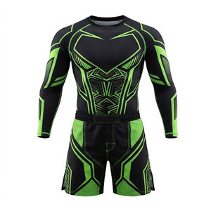 ชุดเสื้อรัดกล้ามเนื้อและกางเกงขาสั้น MMA ดีไซน์ทันสมัยพร้อมลายพิมพ์เฉพาะตัว สวมใส่สบายสำหรับการฝึกซ้อมศิลปะการต่อสู้และการแข่งขัน - Product Image 1