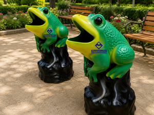 2026 Frog Shape Outdoor Dust Bin Decorative Fiberglass Garden Waste Bin Open Top Cute Animal Design - Product Image 1