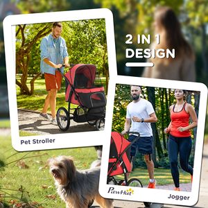 Adjustable Canopy Pet Stroller <b>for</b> Small and Medium Dogs with Safety Tether and <b>Storage</b> <b>Basket</b> Red Pet Carrier - Product Image 5