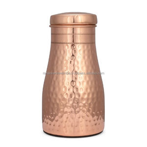 High Selling Hammered Design Copper Water Bottle Drinking Jar With <b>Cup</b> Glass Best Use for Office Bedroom Dining Table Pot - Product Image 5