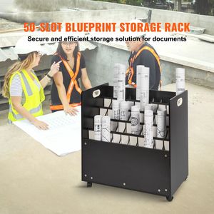 Carrello Portadocumenti Mobile in Legno a 50 Scomparti per Blueprint, Mappe e Piani di Costruzione - Ideale anche come Portariviste - Product Image 2