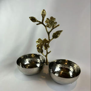 Cuenco decorativo redondo de doble tono de acero inoxidable para boda, ensaladera de metal de calidad exportada de la India - Product Image 1