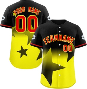 Maillot de baseball personnalisé noir et vert olive avec étoiles, impression sublimée, polyester respirant, manches courtes, uniforme d'équipe unisexe pour adultes - Product Image 5