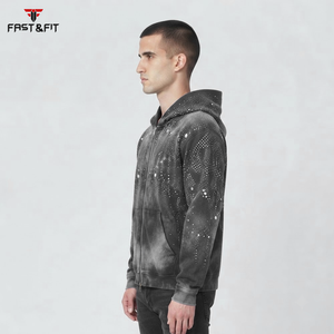 Nueva Llegada 2026 Sudadera con Capucha Térmica Personalizada con Pedrería para Hombre, Venta al por Mayor de Fábrica, Sudaderas con Capucha Térmicas Personalizadas con Pedrería para Hombre - Product Image 3
