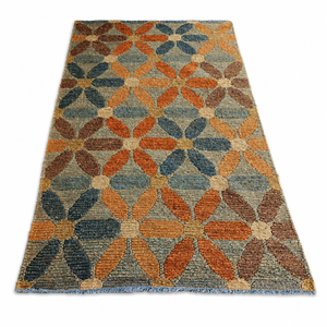 Tapis géométrique en jute, tapis rectangulaire en fibres naturelles, motif floral, décoration intérieure pour couloir, salon - Product Image 1