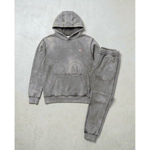 <b>Boys</b> Gray Hooded Tracksuit Full Sleeve Solid Color Casual Wear With Side Pockets Breathable Autumn Style 100% Cotton - Product Image 1