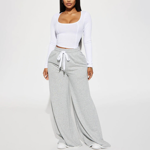 Women’s Wide Leg Sweatpants High Waist Drawstring Lounge <b>Pants</b> Ladies Loose Fit Fleece Sweatpants Casual Wide Leg Joggers Women - Product Image 1