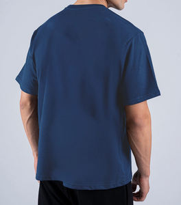Camisetas azules lisas al por mayor de alta calidad, personalizadas para hombre, 100% algodón, extragrandes, de verano, con logotipo personalizado. - Product Image 2