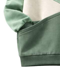 Sudadera Personalizada para Mujer en Color Verde Salvia, Estilo Color Block, Cuello Redondo, Informal, Holgada, para Invierno, Estilo Urbano - Product Image 5