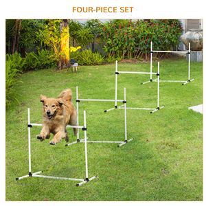 Set di 4 Barre Regolabili in Altezza Bianche per Allenamento di Agilità e Ostacoli per Cani - Product Image 5