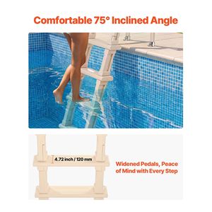 Scala per Piscina con 5 Gradini, Doppio Corrimano, Gradini Larghi Antiscivolo, Capacità di Carico 300 Libbre, 48-54 Pollici per Piscine Interrate - Product Image 4