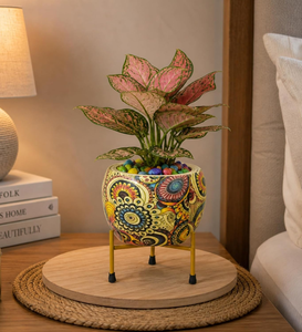 Pot de fleurs en métal Meenakari Pitalnagi fait main, décoratif, pour plantes d'intérieur et d'extérieur, artisanat traditionnel - Product Image 6