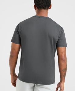 Camiseta de Yoga de Manga Corta, Cuello Redondo, Color Sólido, Corte Regular, 100% Algodón, para Hombre, Precio Económico, 180 g - Product Image 2