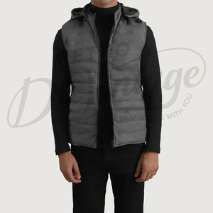 Gilet matelassé en cuir noir de qualité supérieure pour homme, véritable peau de mouton, sans manches, veste d'hiver rembourrée, gilet pour homme - Product Image 5