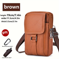 Nouvelle sacoche de ceinture en cuir véritable avec fermeture éclair, pochette portable multifonctionnelle pour téléphone, idéale pour l'extérieur