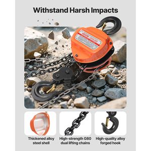 Paranco Manuale a Catena da 3 Tonnellate (6600 Libbre) con Catena Zincata G80 Migliorata, Altezza di Sollevamento 20 Piedi, Durata Oltre 20 Anni, per Carichi Pesanti - Product Image 5