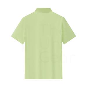 Camisa Polo Oxford de Manga Corta Verde Sólido para Hombre, Corte Regular, Tejido Informal - Product Image 1