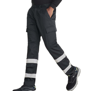 Pantalon de travail haute visibilité pour hommes avec ceinture élastique et multiples poches - Product Image 1