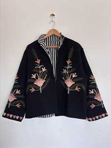 Women's Casual <b>Dresses</b> Boho Woven Cardigan Floral Embroidery Long Sleeve Loose Fit Natural Waist Eco-Friendly Autumn Wear - Product Image 4