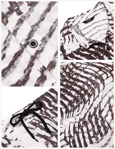 Conjunto de Camisa de Manga Corta con Botones y Pantalones Cortos a Juego con Estampado de Ondas Abstractas para Hombre, Atuendo Ligero Informal de Verano - Product Image 3