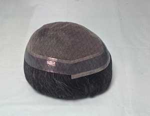 Half Wig Human Hair Toupee with HD Lace <b>Cap</b> Natural Black Color - Product Image 4