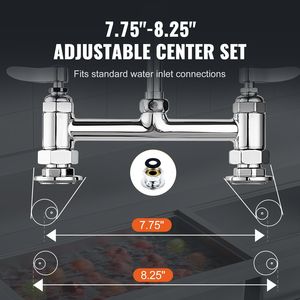 Rubinetto Industriale da 44 Pollici in Ottone per Montaggio a Superficie, Spazio di Installazione 8 Pollici, Beccuccio Girevole da 12 Pollici, Spruzzatore Estensibile per Uso in Cucina - Product Image 6